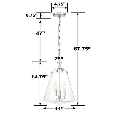 Voss 3 Light Polished Nickel Mini Chandelier Chandelier Crystorama