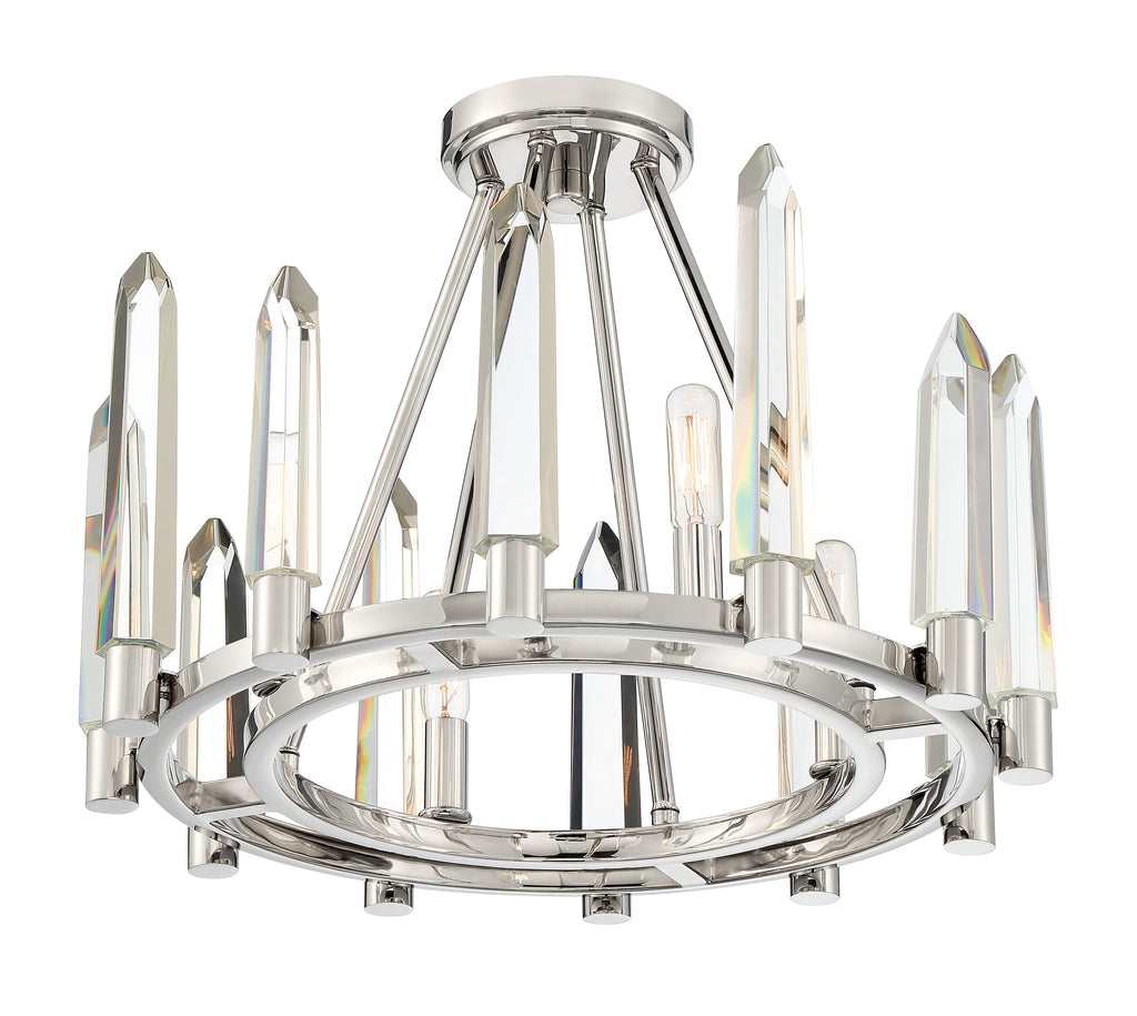 Watson 4 Light Polished Nickel Semi Flush Mount Semi Flush Crystorama