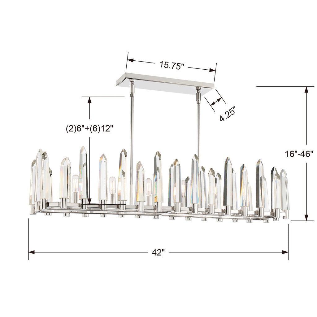 Watson 6 Light Polished Nickel Linear Chandelier Chandelier Crystorama