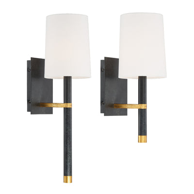 Weston 1 Light Black + Antique Gold Sconce Wall Sconce Crystorama