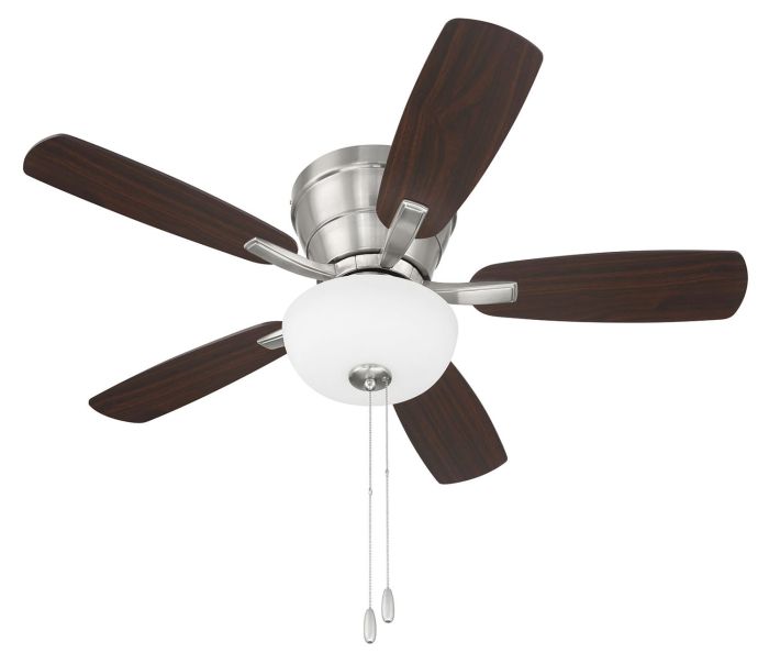 42" Wheeler 2-Light Bowl in Brushed Polished Nickel w/ Driftwood/Walnut Blades Ceiling Fan CRAFTMADE