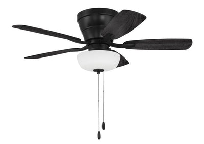 42" Wheeler 2-Light Bowl in Flat Black w/ Flat Black/Greywood Blades Ceiling Fan CRAFTMADE