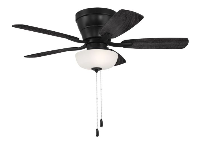 42" Wheeler 2-Light Bowl in Flat Black w/ Flat Black/Greywood Blades Ceiling Fan CRAFTMADE