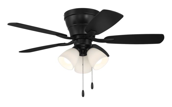 42" Wheeler 3-Light in Flat Black w/ Flat Black/Greywood Blades Ceiling Fan CRAFTMADE