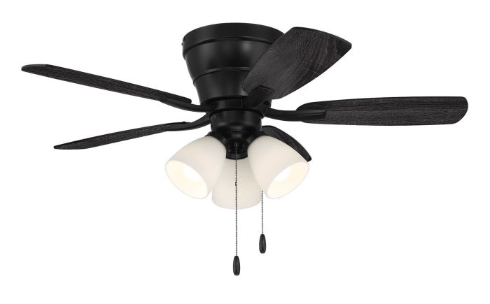 42" Wheeler 3-Light in Flat Black w/ Flat Black/Greywood Blades Ceiling Fan CRAFTMADE