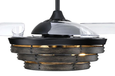 ##Antique Hardware## 42" Whiskey in Flat Black w/ Clear Acrylic Blades