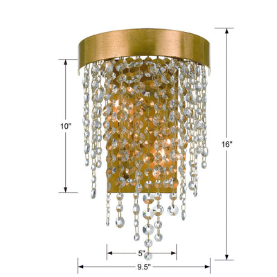 Winham 2 Light Antique Gold Crystal Sconce Wall Sconce Crystorama