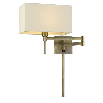 60W ROBSON WALL SWING ARM READING LAMP WITH RECTANGULAR HARDBACK FABRIC SHADE. 3 FT WIRE COVER INCLUDED. Wall Sconce Cal Lighting