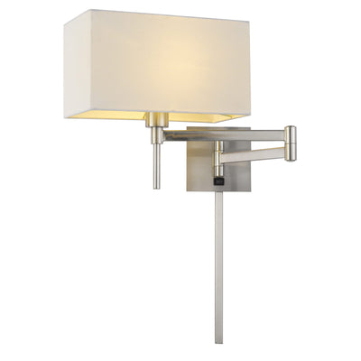 60W ROBSON WALL SWING ARM READING LAMP WITH RECTANGULAR HARDBACK FABRIC SHADE. 3 FT WIRE COVER INCLUDED. Wall Sconce Cal Lighting