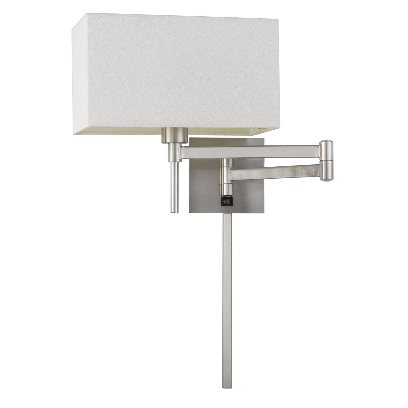 60W ROBSON WALL SWING ARM READING LAMP WITH RECTANGULAR HARDBACK FABRIC SHADE. 3 FT WIRE COVER INCLUDED. Wall Sconce Cal Lighting