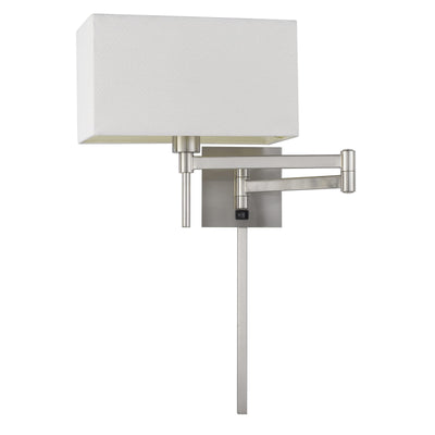 60W ROBSON WALL SWING ARM READING LAMP WITH RECTANGULAR HARDBACK FABRIC SHADE. 3 FT WIRE COVER INCLUDED. Wall Sconce Cal Lighting