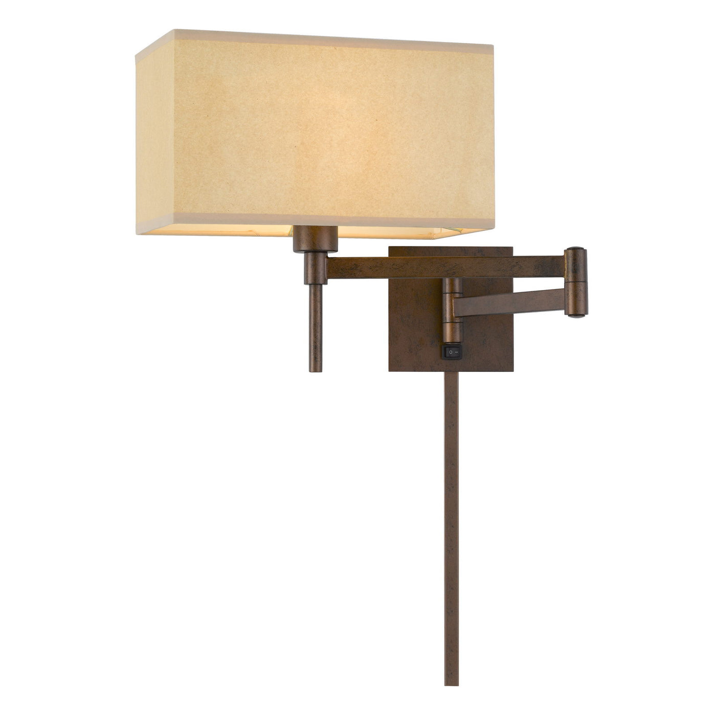 60W ROBSON WALL SWING ARM READING LAMP WITH RECTANGULAR HARDBACK FABRIC SHADE. 3 FT WIRE COVER INCLUDED. Wall Sconce Cal Lighting