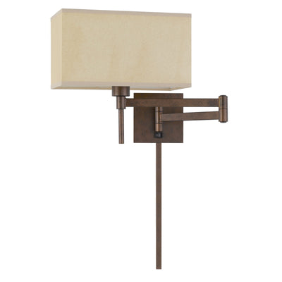 60W ROBSON WALL SWING ARM READING LAMP WITH RECTANGULAR HARDBACK FABRIC SHADE. 3 FT WIRE COVER INCLUDED. Wall Sconce Cal Lighting