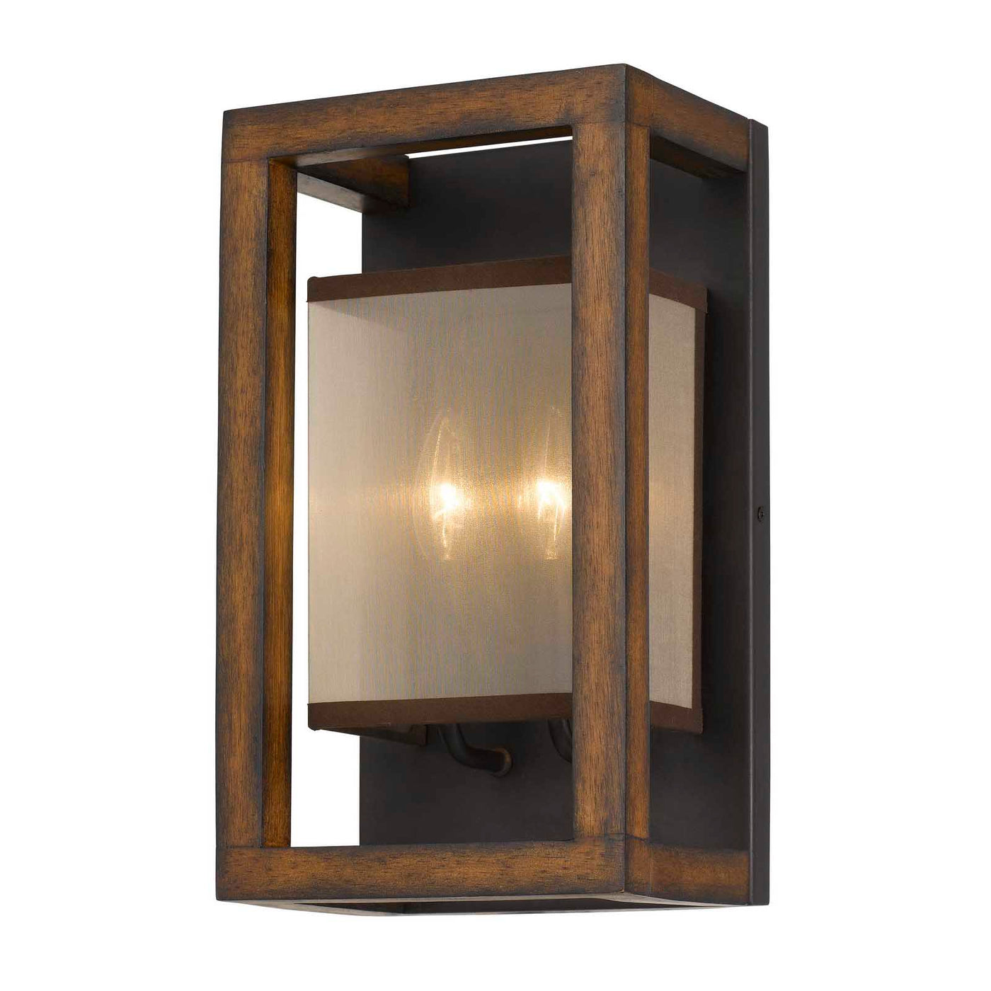 40W X 2 RUBBER WOOD WALL SCONCE WITH ORGANZA SHADE (EDISON BULBS NOT INCLUDED) Wall Sconce Cal Lighting