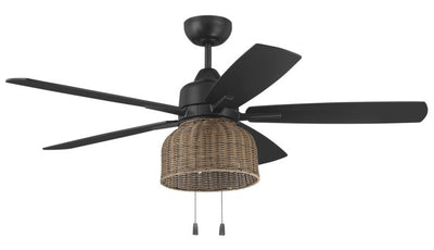 52" Woven in Flat Black  w/ Flat Black/Pecan Blades Ceiling Fan CRAFTMADE