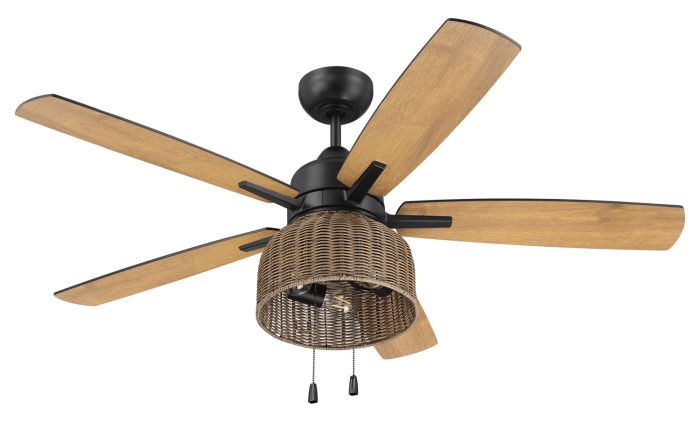 52" Woven in Flat Black  w/ Flat Black/Pecan Blades Ceiling Fan CRAFTMADE