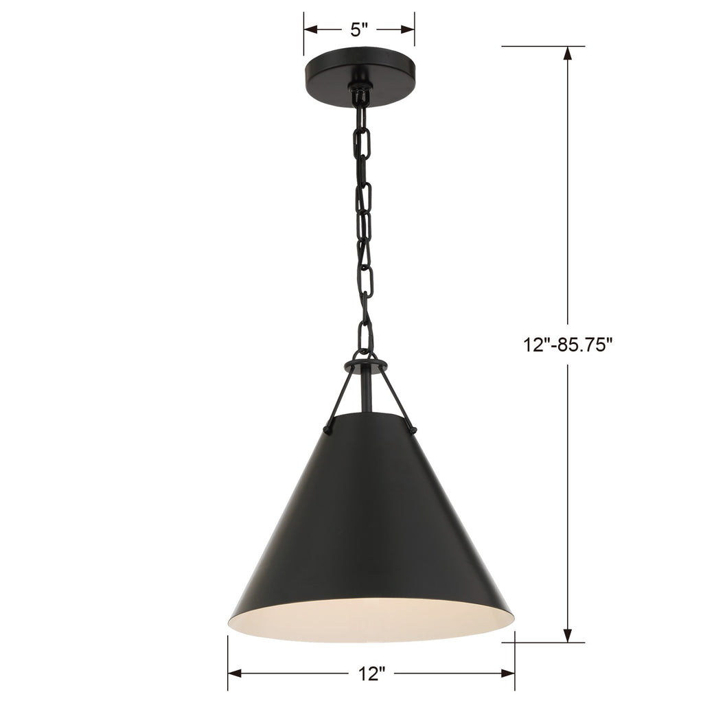 Xavier 1 Light Matte Black Mini Pendant Pendant Crystorama