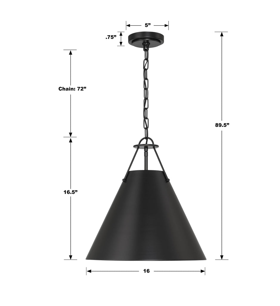 Xavier 3 Light Matte Black Pendant Pendant Crystorama