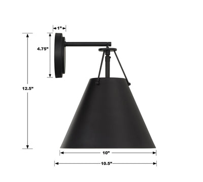 Xavier 1 Light Matte Black Sconce Wall Sconce Crystorama