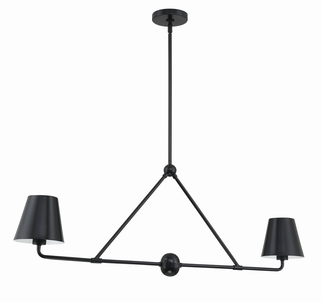 Xavier 2 Light Matte Black Chandelier Chandelier Crystorama