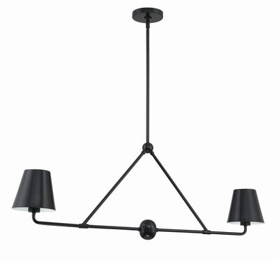 Xavier 2 Light Matte Black Chandelier Chandelier Crystorama