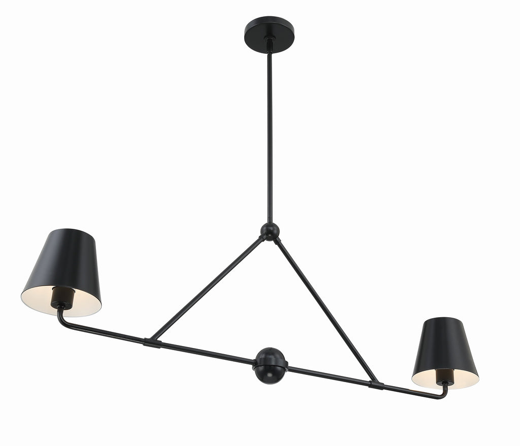 Xavier 2 Light Matte Black Chandelier Chandelier Crystorama