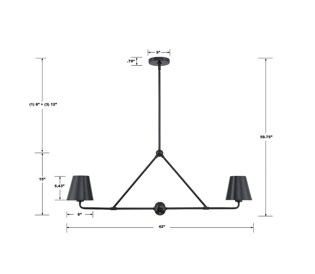 Xavier 2 Light Matte Black Chandelier Chandelier Crystorama