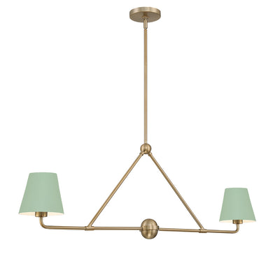 Xavier 2 Light Vibrant Gold + Green Chandelier Chandelier Crystorama