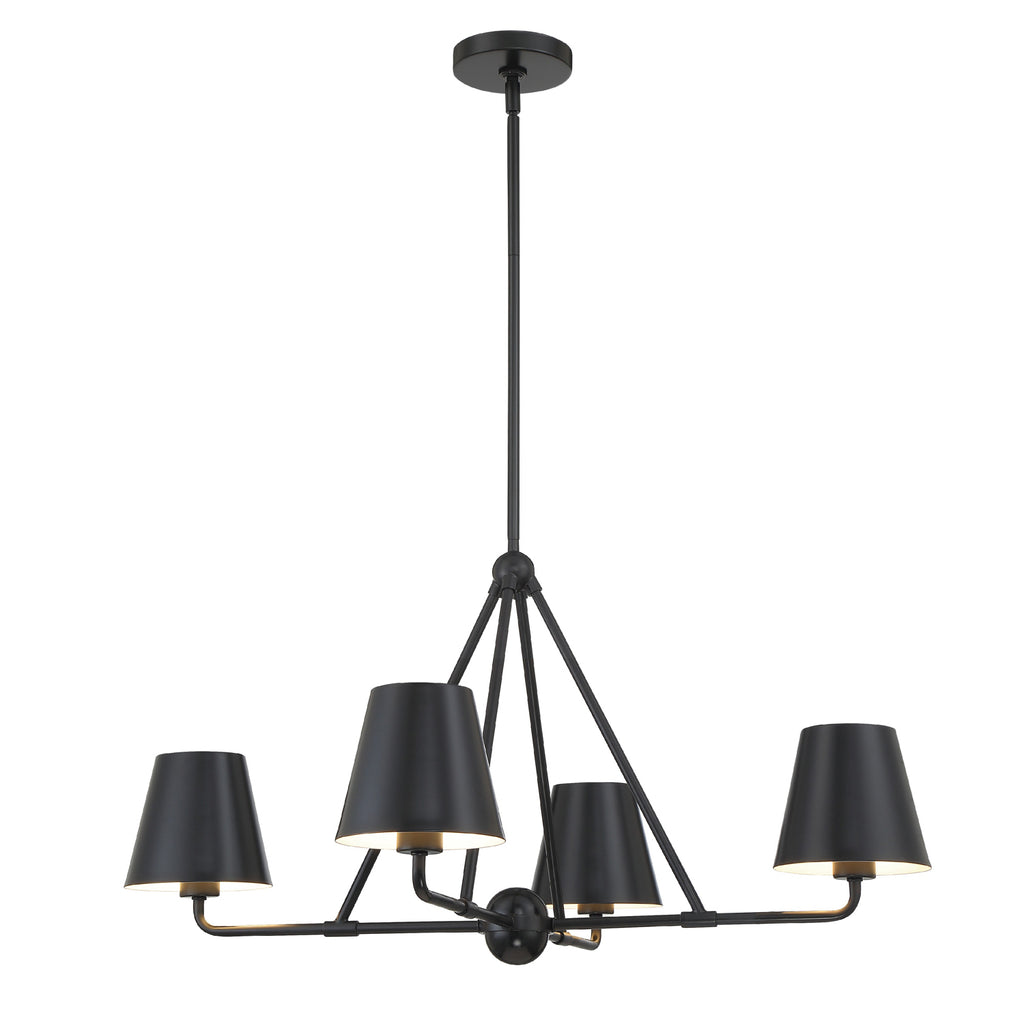 Xavier 4 Light Matte Black Chandelier Chandelier Crystorama