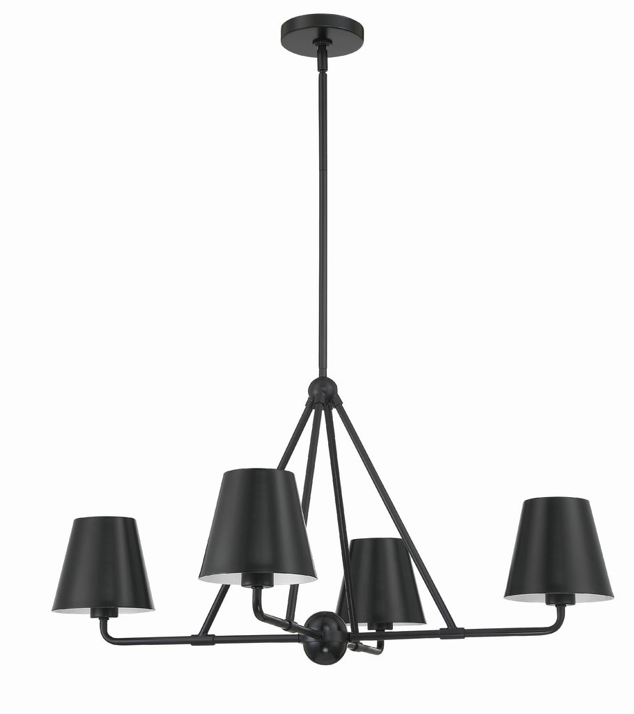 Xavier 4 Light Matte Black Chandelier Chandelier Crystorama