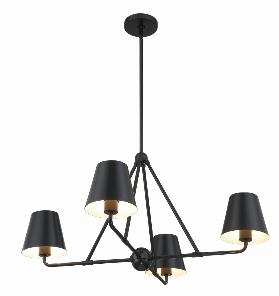 Xavier 4 Light Matte Black Chandelier Chandelier Crystorama