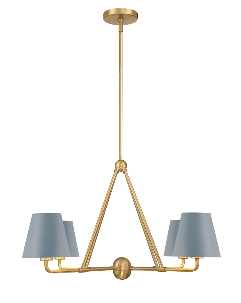 Xavier 4 Light Vibrant Gold + Blue Chandelier Chandelier Crystorama