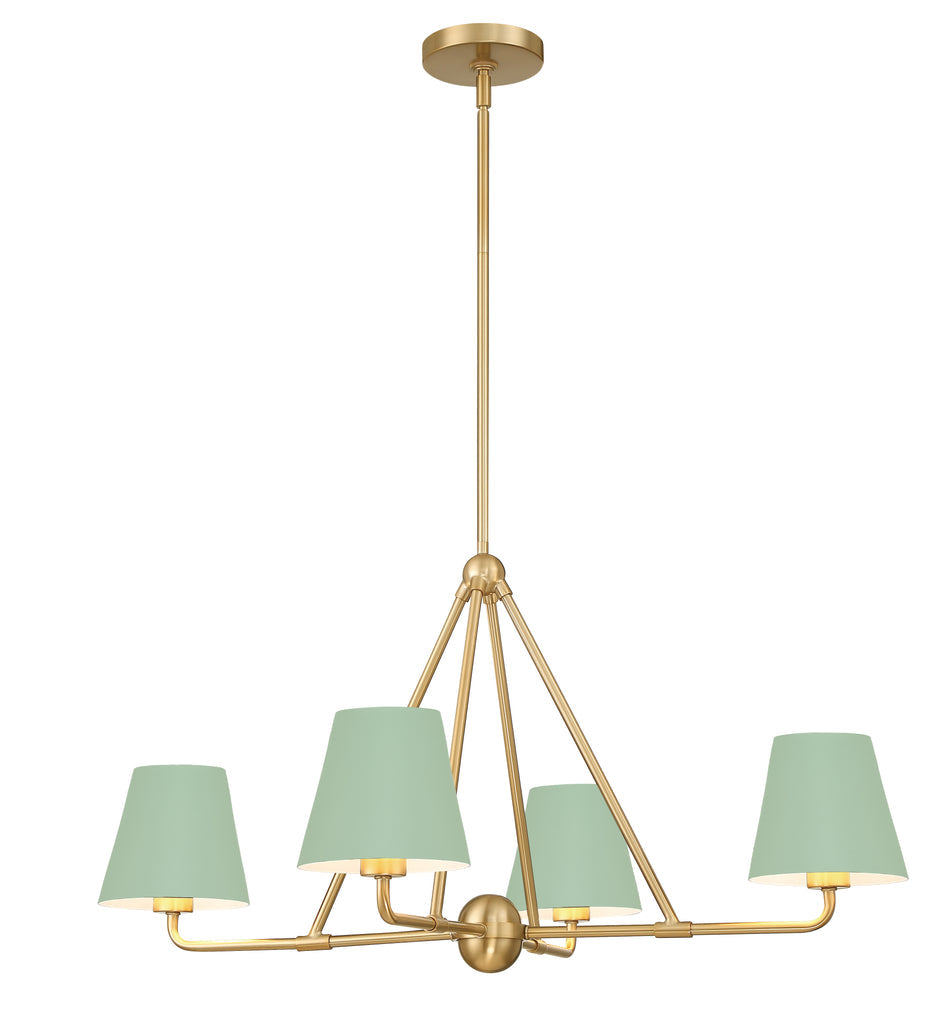 Xavier 4 Light Vibrant Gold + Green Chandelier Chandelier Crystorama