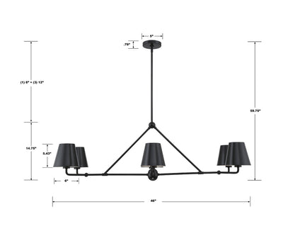 Xavier 6 Light Matte Black Chandelier Chandelier Crystorama