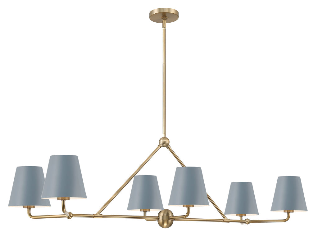 Xavier 6 Light Vibrant Gold + Blue Chandelier Chandelier Crystorama