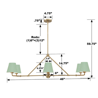 Xavier 6 Light Vibrant Gold + Green Chandelier Chandelier Crystorama