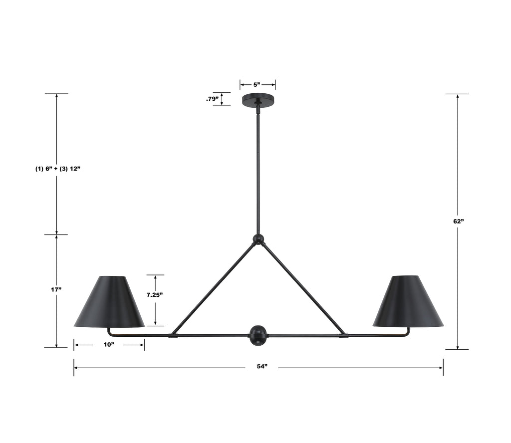 Xavier 4 Light Matte Black Chandelier Chandelier Crystorama