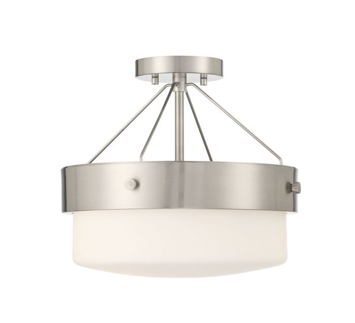 Oak Street 2 Light Convertible Semi Flush in Brushed Polished Nickel Semi Flush Craftmade