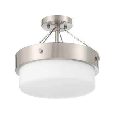 Oak Street 2 Light Convertible Semi Flush in Brushed Polished Nickel Semi Flush Craftmade