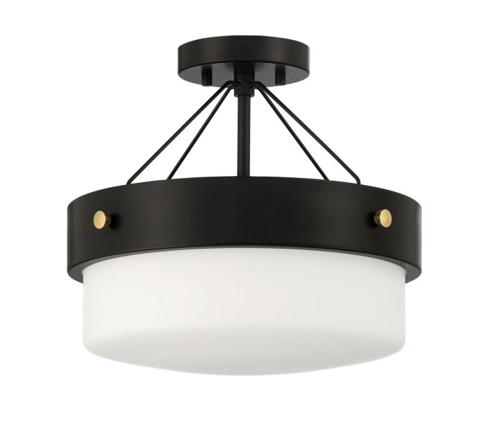 Oak Street 2 Light Convertible Semi Flush in Flat Black Semi Flush Craftmade