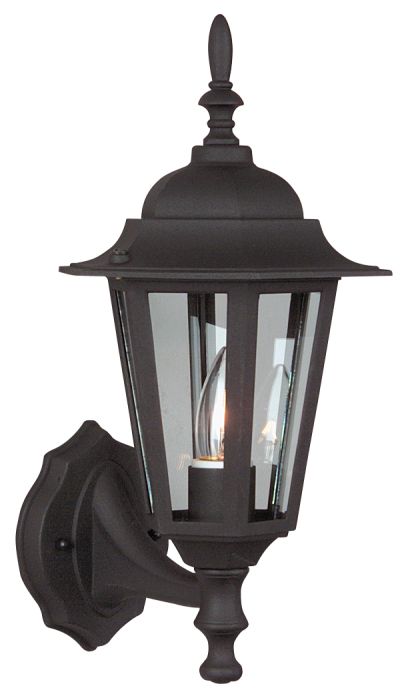 Straight Glass Cast 1 Light Small Outdoor Wall Lantern in Textured Black Exterior Craftmade