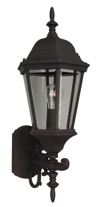 Straight Glass Cast 1 Light Medium Outdoor Wall Lantern in Textured Black Exterior Craftmade