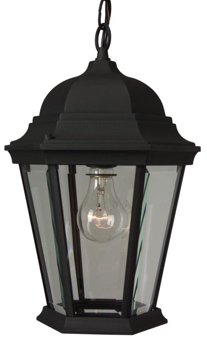 Straight Glass Cast 1 Light Outdoor Pendant in Textured Black Exterior Craftmade