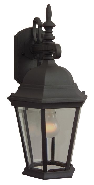 Straight Glass Cast 1 Light Medium Outdoor Wall Lantern in Textured Black Exterior Craftmade