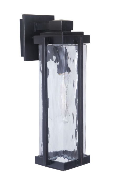 Pyrmont 1 Light Medium Outdoor Wall Lantern in Oiled Bronze Gilded with Clear Hammered Glass Exterior Craftmade