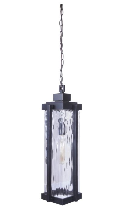 Pyrmont 1 Light Outdoor Pendant in Oiled Bronze Gilded with Clear Hammered Glass Pendant Craftmade