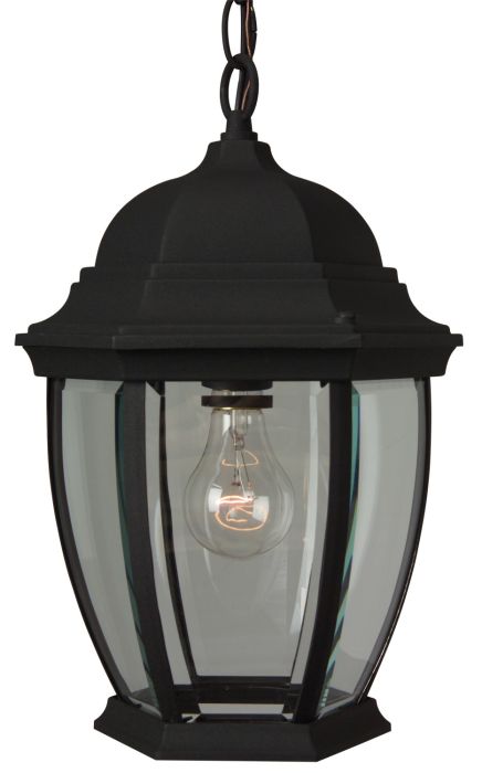 Bent Glass Cast 1 Light Outdoor Pendant in Textured Black Exterior Craftmade