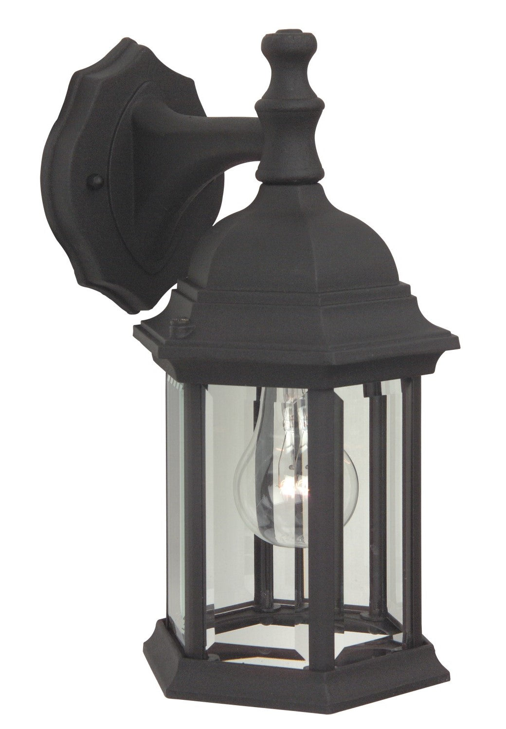 Hex Style Cast 1 Light Medium Outdoor Wall Lantern in Textured Black Exterior Craftmade