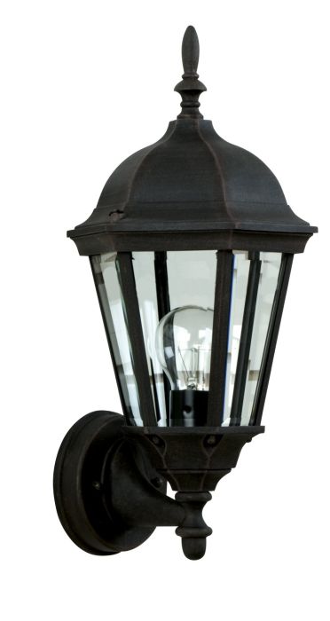 Straight Glass Cast 1 Light Small Outdoor Wall Lantern in Textured Black Exterior Craftmade