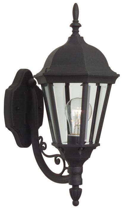 Straight Glass Cast 1 Light Small Outdoor Wall Lantern in Textured Black Exterior Craftmade